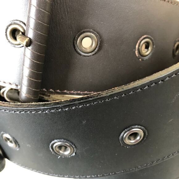 Donald Pliner Belt Expresso Leather Metal Studs 2\